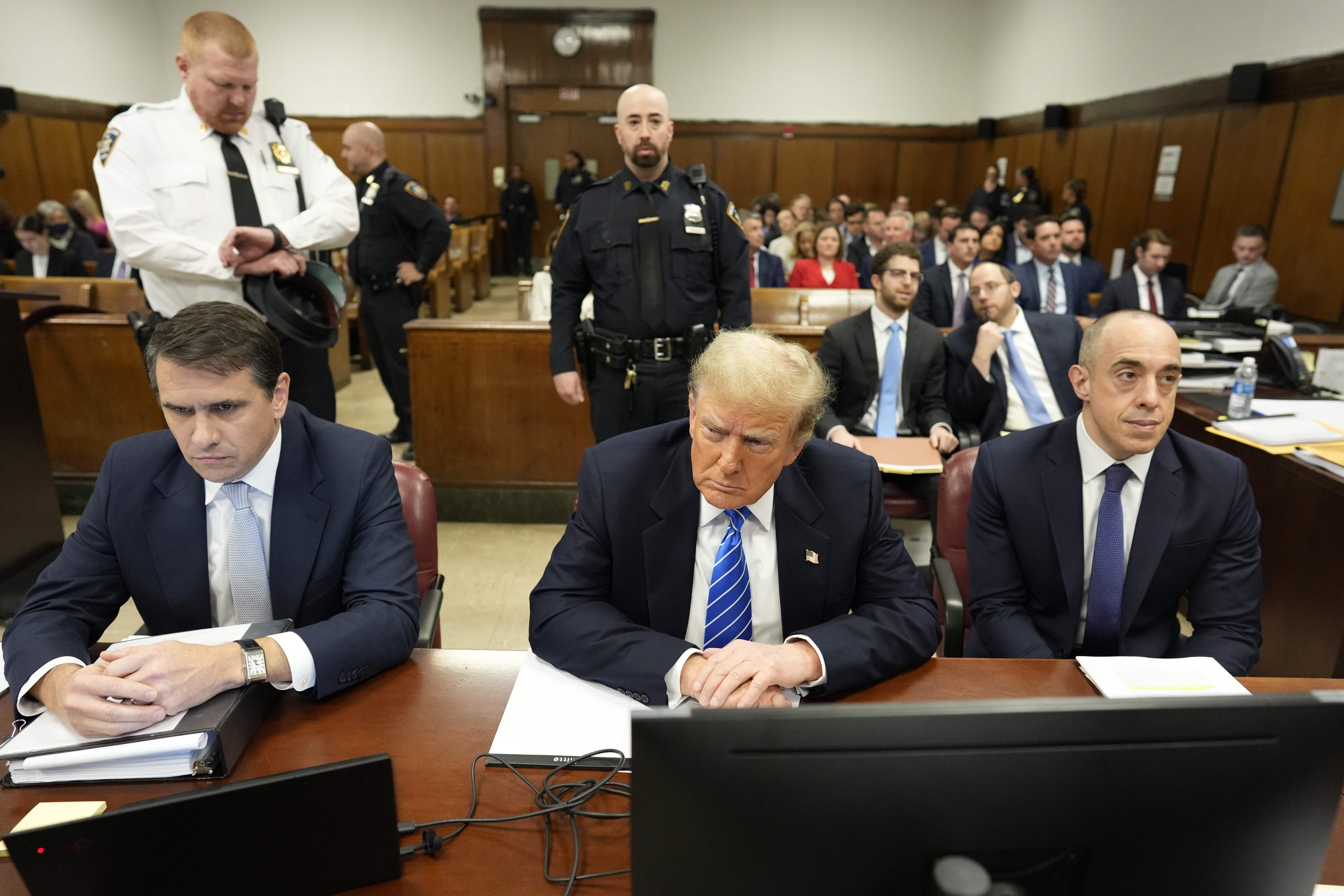 Former President Donald Trump sits in the courtroom at Manhattan criminal court, Monday, May 13, 2024, in New York. (Mark Peterson/New York Magazine via AP, Pool)