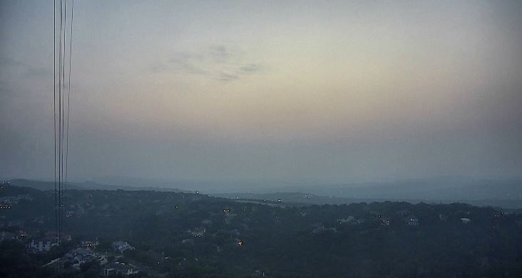 Hazy Thursday evening from Westlake Hills